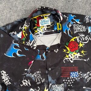 Fresh Prints of Bel Air Shirt Medium Graffiti Print Short Sleeve Button Up Men's